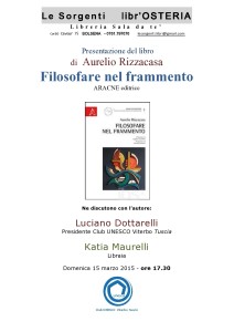 La locandina del libro di Aurelio Rizzacasa