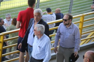 L'arrivo allo stadio di Michelini con Scorsi