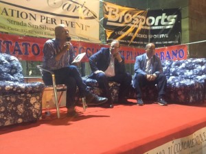 Antonio Falda, Massimiliano Mascolo e Antonio Lusi alla presentazione del libro "Per la libertà. Il rugby oltre le sbarr"