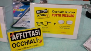 La locandina degli occhiali viterbesi in affitto