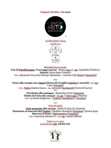 Il menu della cena di sabato