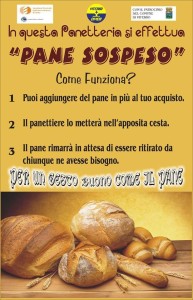 Lalocandina che spiega l'inzitva "pane sospeso"